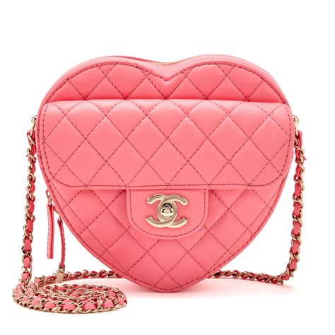 chanel heart pink bag|Chanel heart bag coral pink.